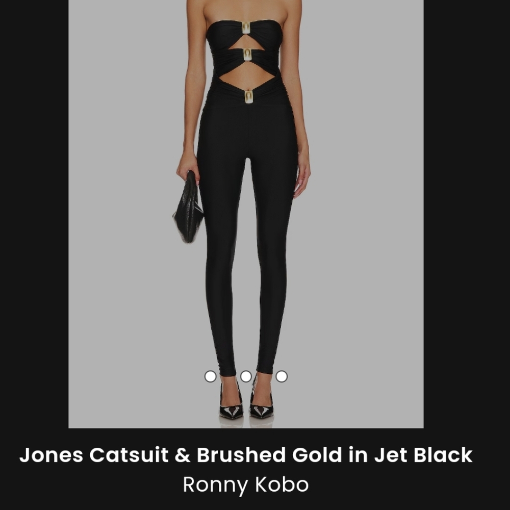 Ronny Kobo Jones Catsuit Jumpsuit Black and Gold